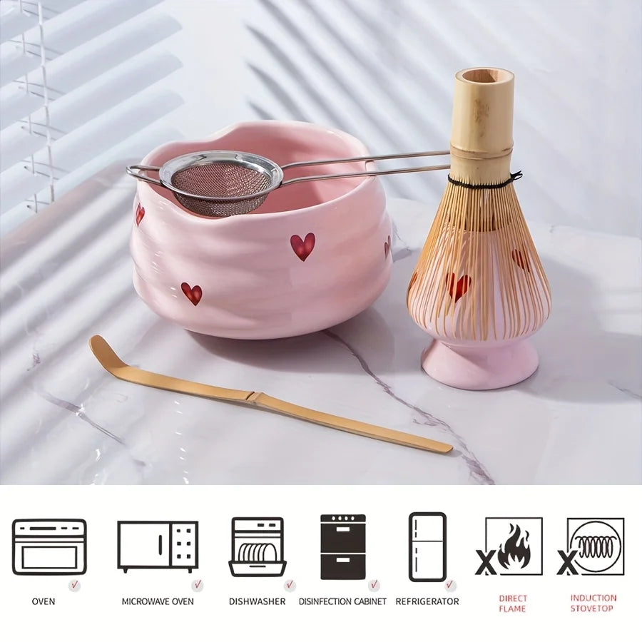 Pink Heart Matcha Set