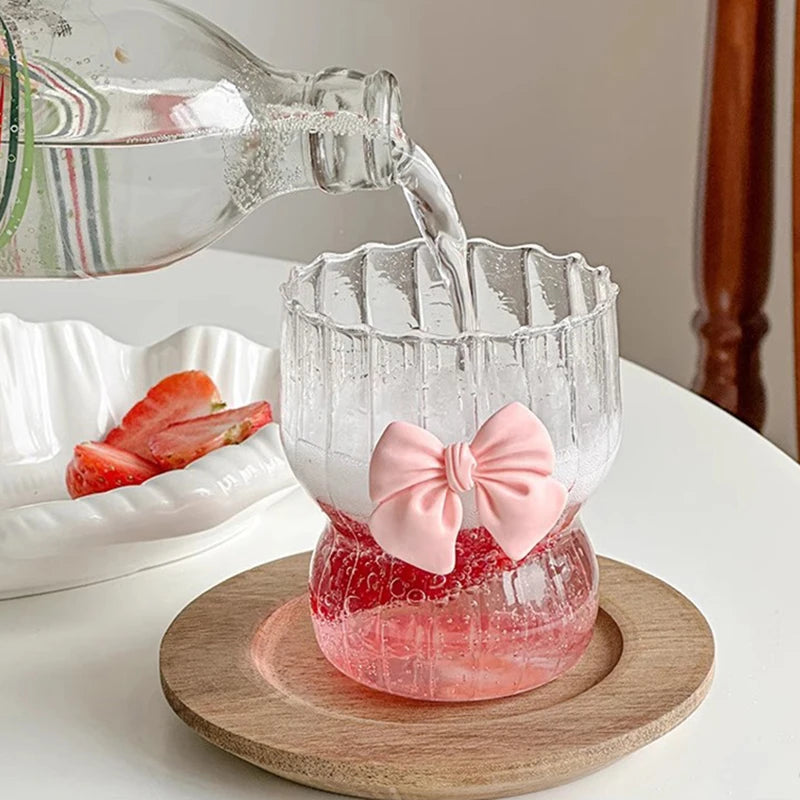 Pink Bow Glass Cup