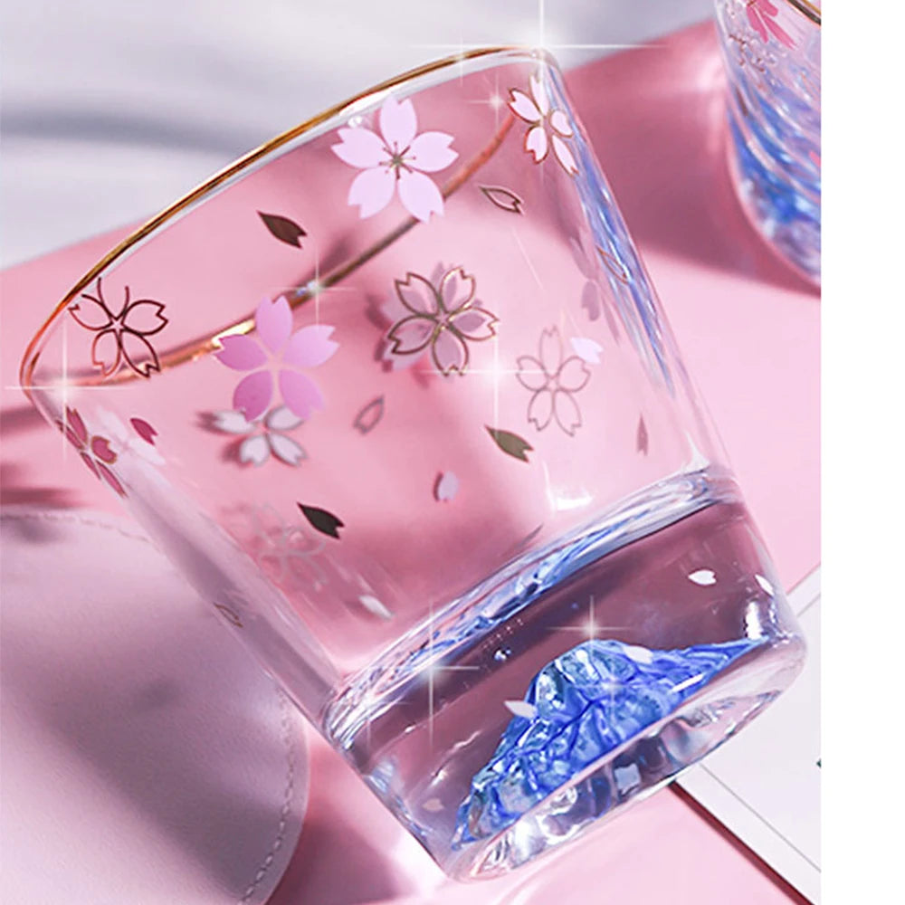 Fuji Mountain Sakura Glass Cup Glass