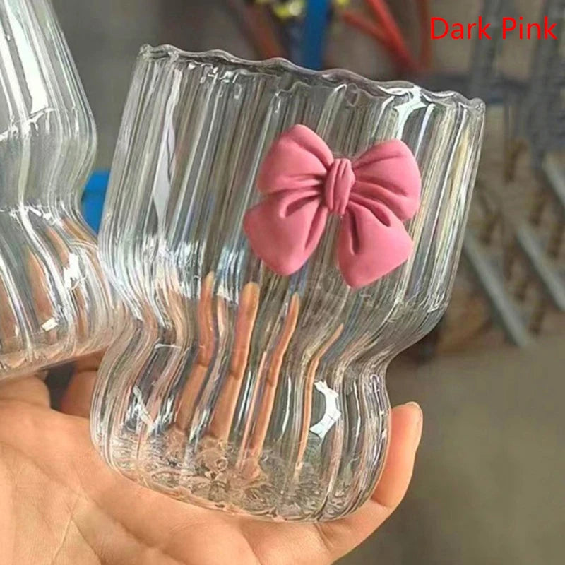 Pink Bow Glass Cup