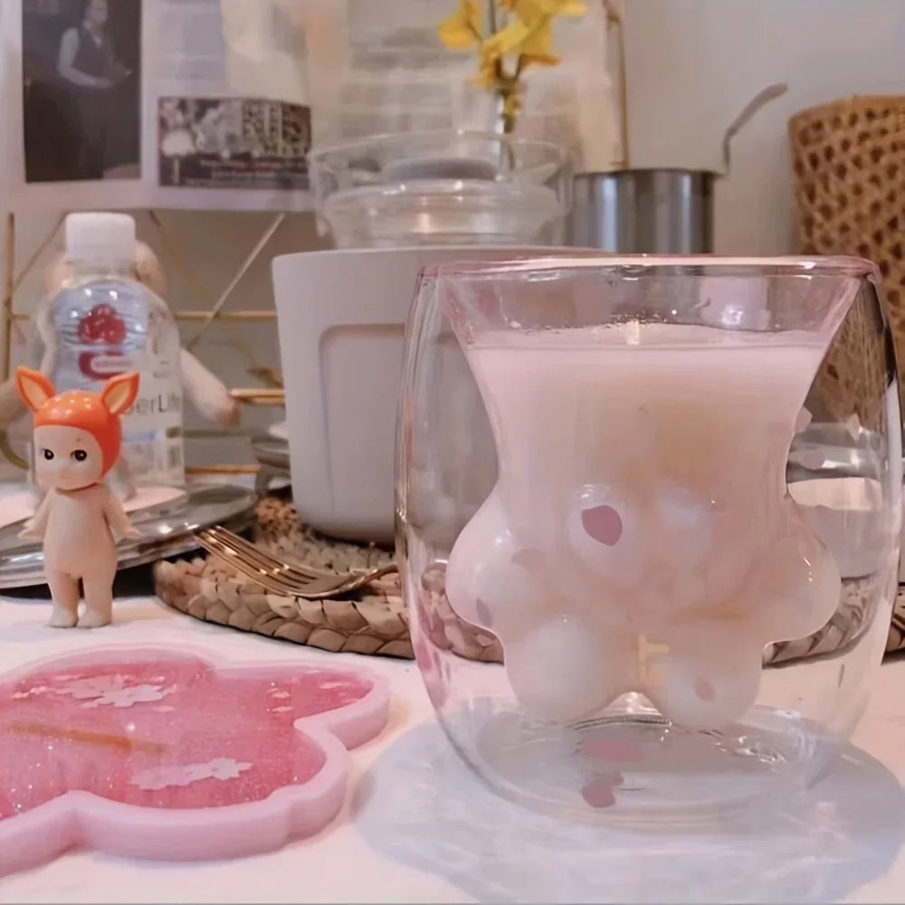 Kawaii Cat Paw Glass Cup