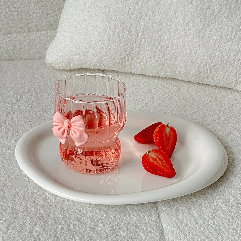 Pink Bow Glass Cup