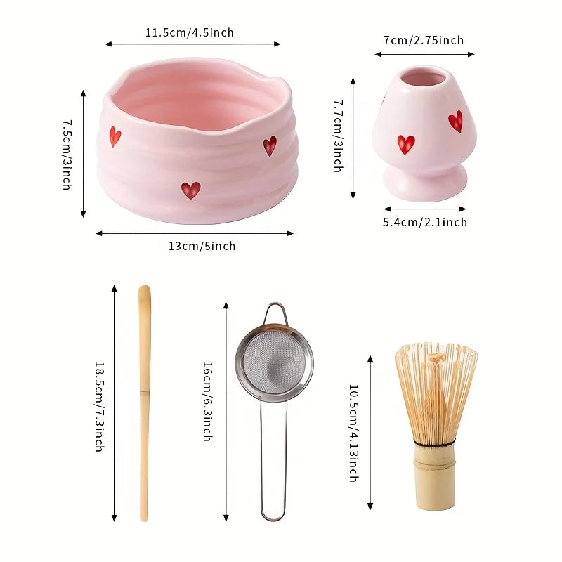 Pink Heart Matcha Set