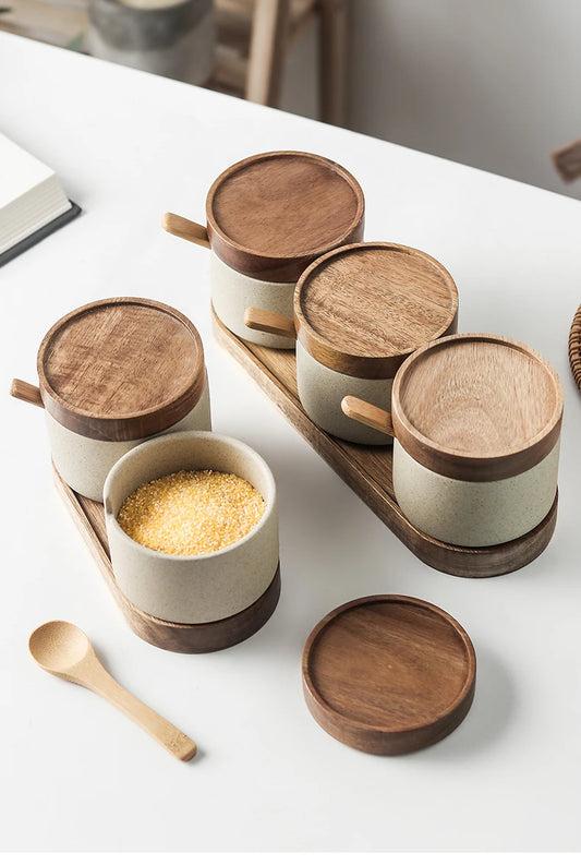 Seasoning Jar with Wooden Lid