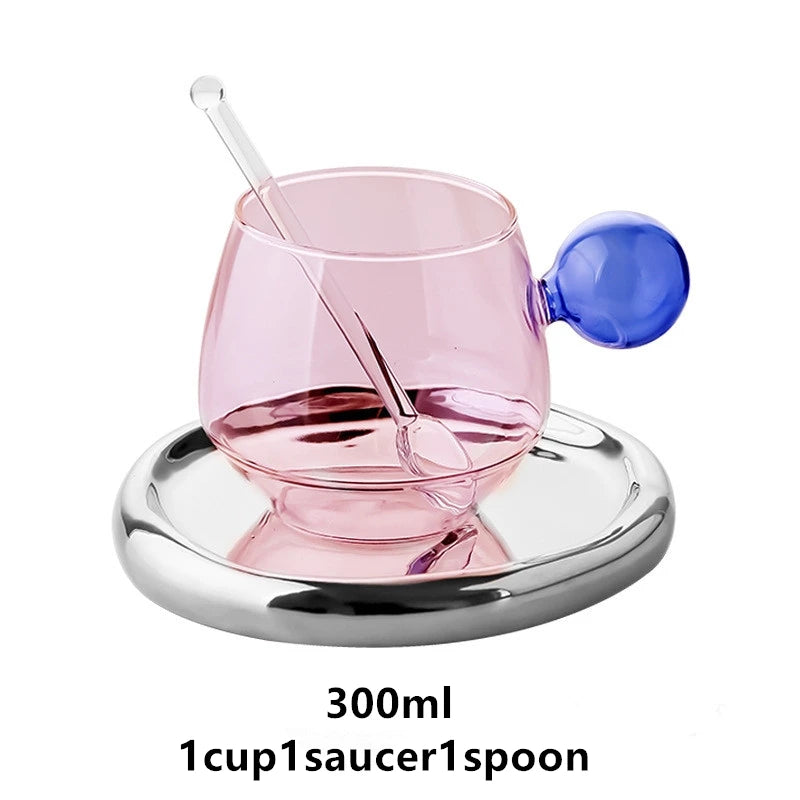 Beautiful Colored Glass Coffee Mug with Cute Handle