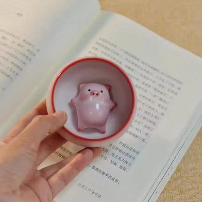 Cartoon Ceramic Tea Cup Little Pig Spit Bubbles