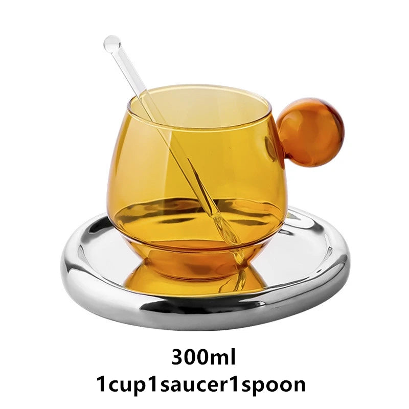 Beautiful Colored Glass Coffee Mug with Cute Handle