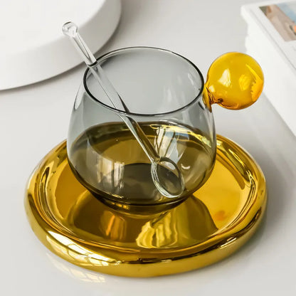 Beautiful Colored Glass Coffee Mug with Cute Handle