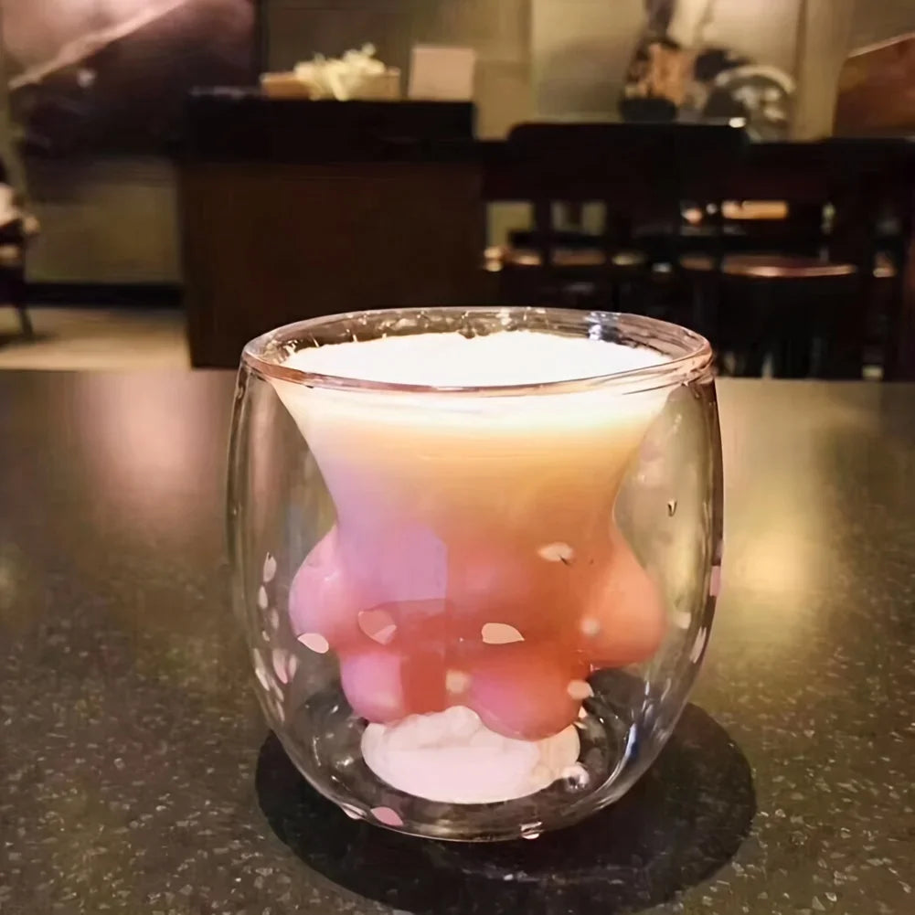 Kawaii Cat Paw Glass Cup