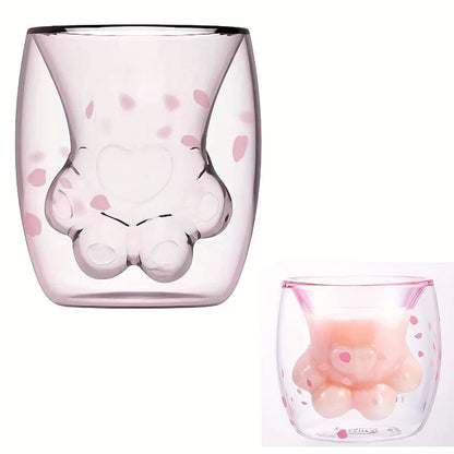 Kawaii Cat Paw Glass Cup