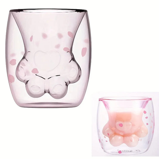 Kawaii Cat Paw Glass Cup