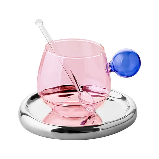 Beautiful Colored Glass Coffee Mug with Cute Handle