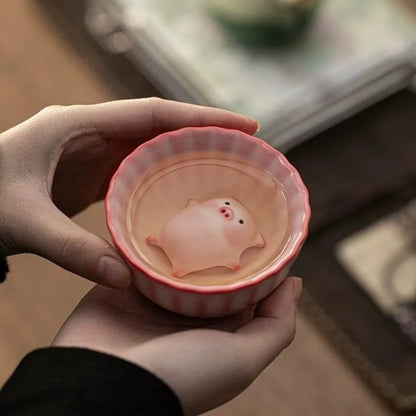 Cartoon Ceramic Tea Cup Little Pig Spit Bubbles