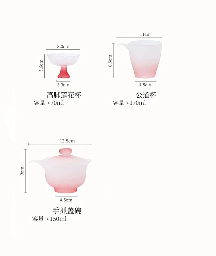 Pink Flower Glass Tea Set