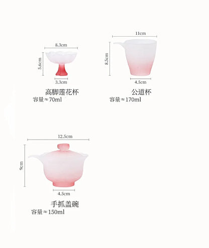 Pink Flower Glass Tea Set
