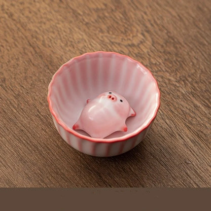 Cartoon Ceramic Tea Cup Little Pig Spit Bubbles
