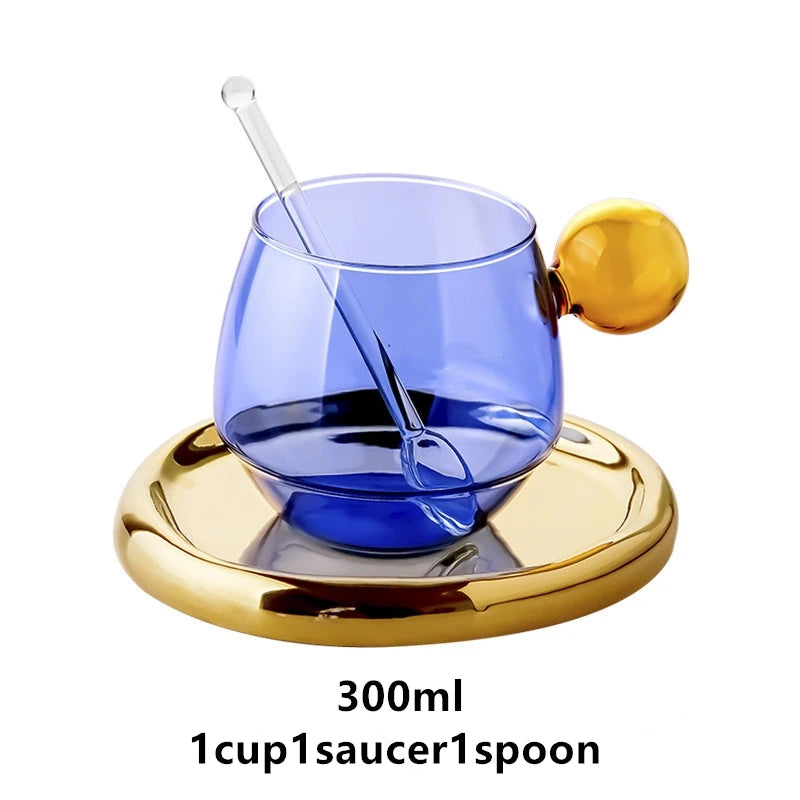Beautiful Colored Glass Coffee Mug with Cute Handle