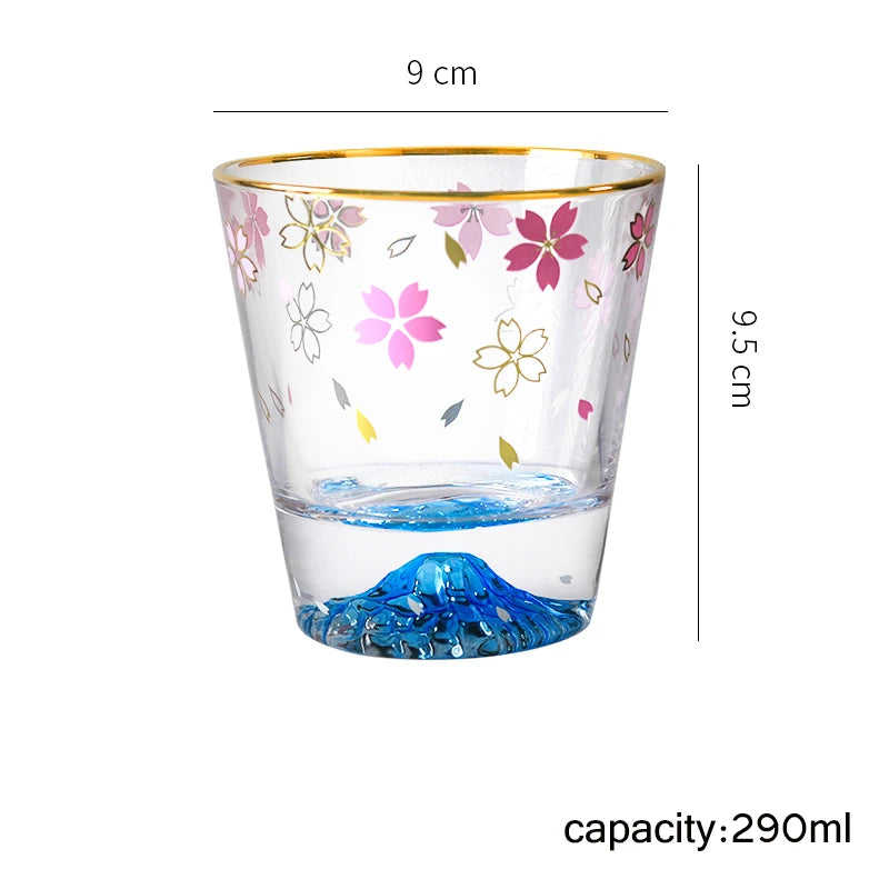 Fuji Mountain Sakura Glass Cup Glass