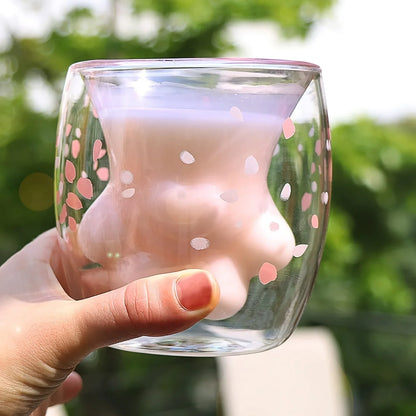 Kawaii Cat Paw Glass Cup