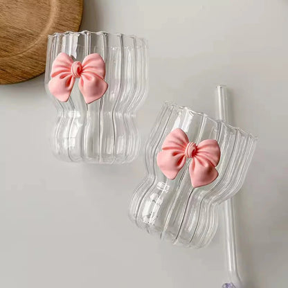 Pink Bow Glass Cup