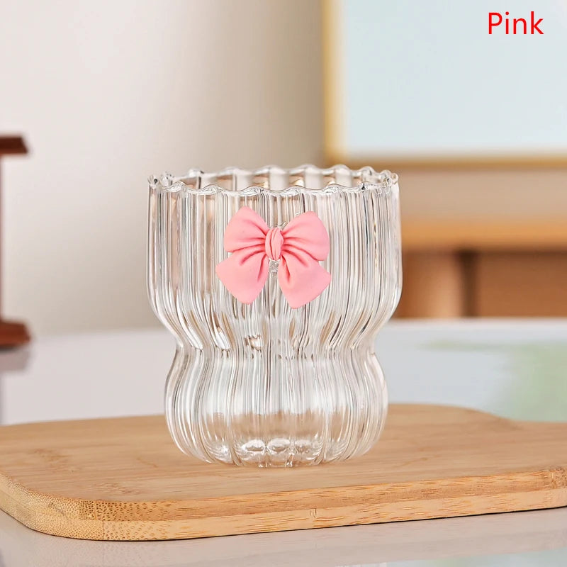 Pink Bow Glass Cup
