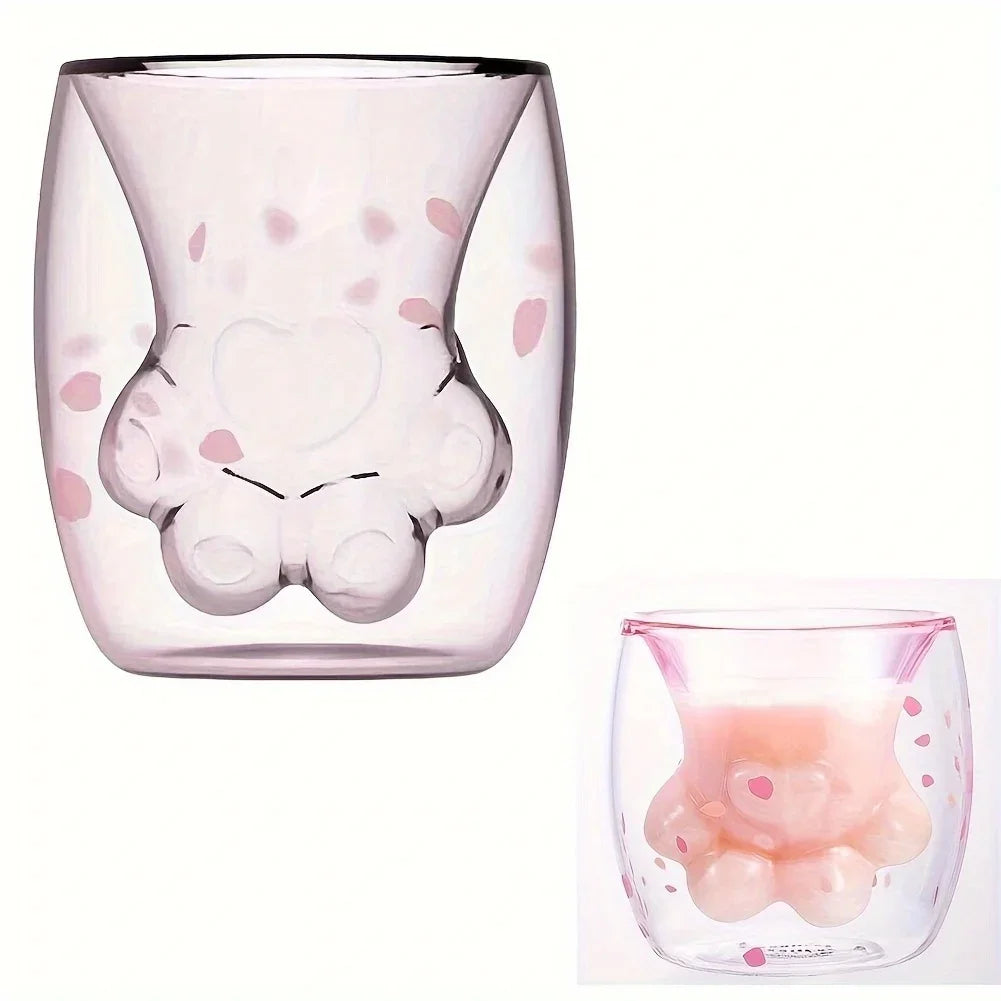 Kawaii Cat Paw Glass Cup