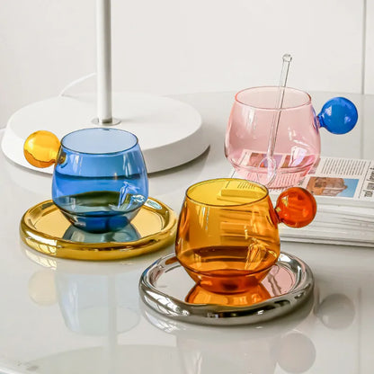 Beautiful Colored Glass Coffee Mug with Cute Handle