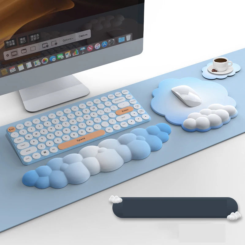 Silicone Cloud Mouse Pad Keyboard Wrist Rest Set