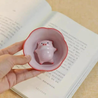 Cartoon Ceramic Tea Cup Little Pig Spit Bubbles