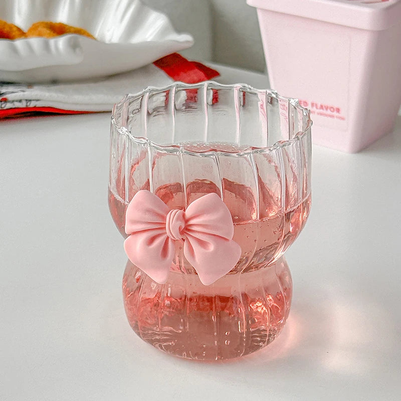 Pink Bow Glass Cup