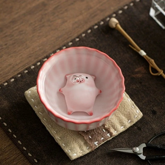 Cartoon Ceramic Tea Cup Little Pig Spit Bubbles