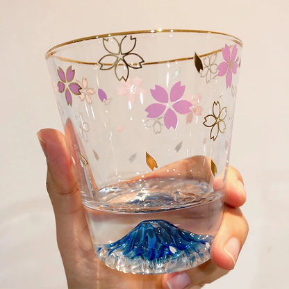Fuji Mountain Sakura Glass Cup Glass