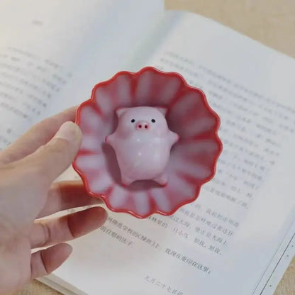 Cartoon Ceramic Tea Cup Little Pig Spit Bubbles
