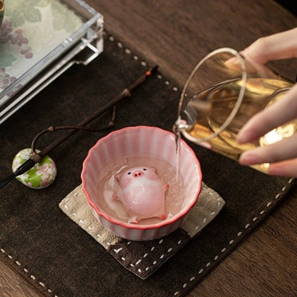 Cartoon Ceramic Tea Cup Little Pig Spit Bubbles