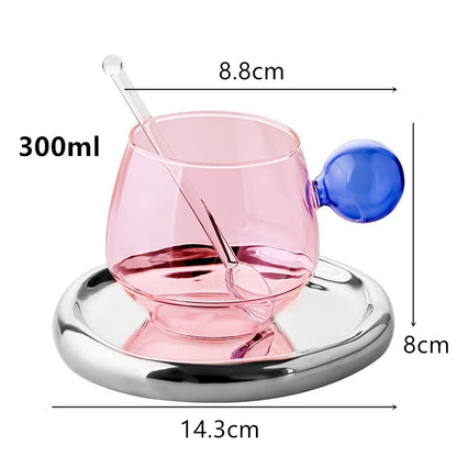 Beautiful Colored Glass Coffee Mug with Cute Handle