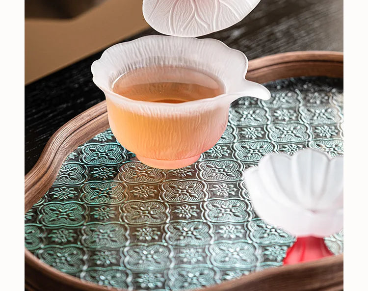 Pink Flower Glass Tea Set