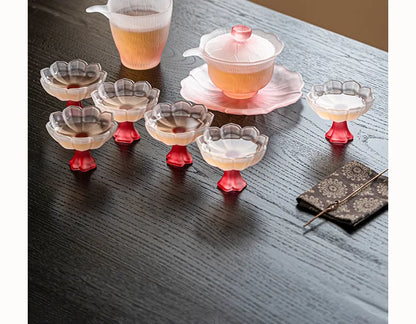 Pink Flower Glass Tea Set