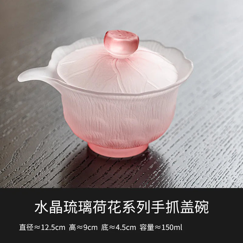 Pink Flower Glass Tea Set